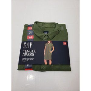 Gap Womens Dress Tencel Short Sleeve Collared Pockets Green Size XS NWT
